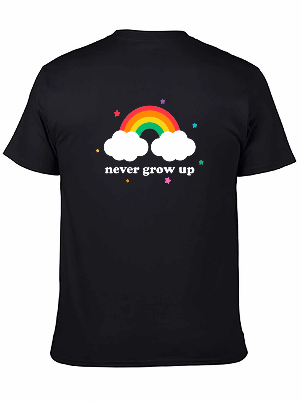 Never Grow Up Rainbow Cloud Graphic Tee