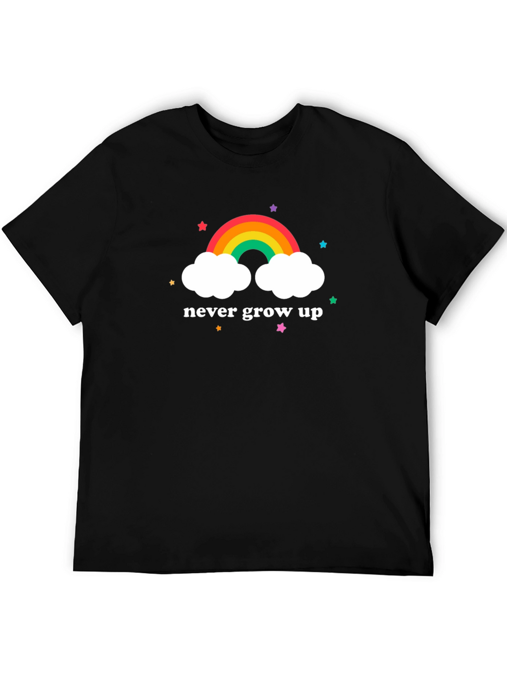 Never Grow Up Rainbow Cloud Graphic Tee