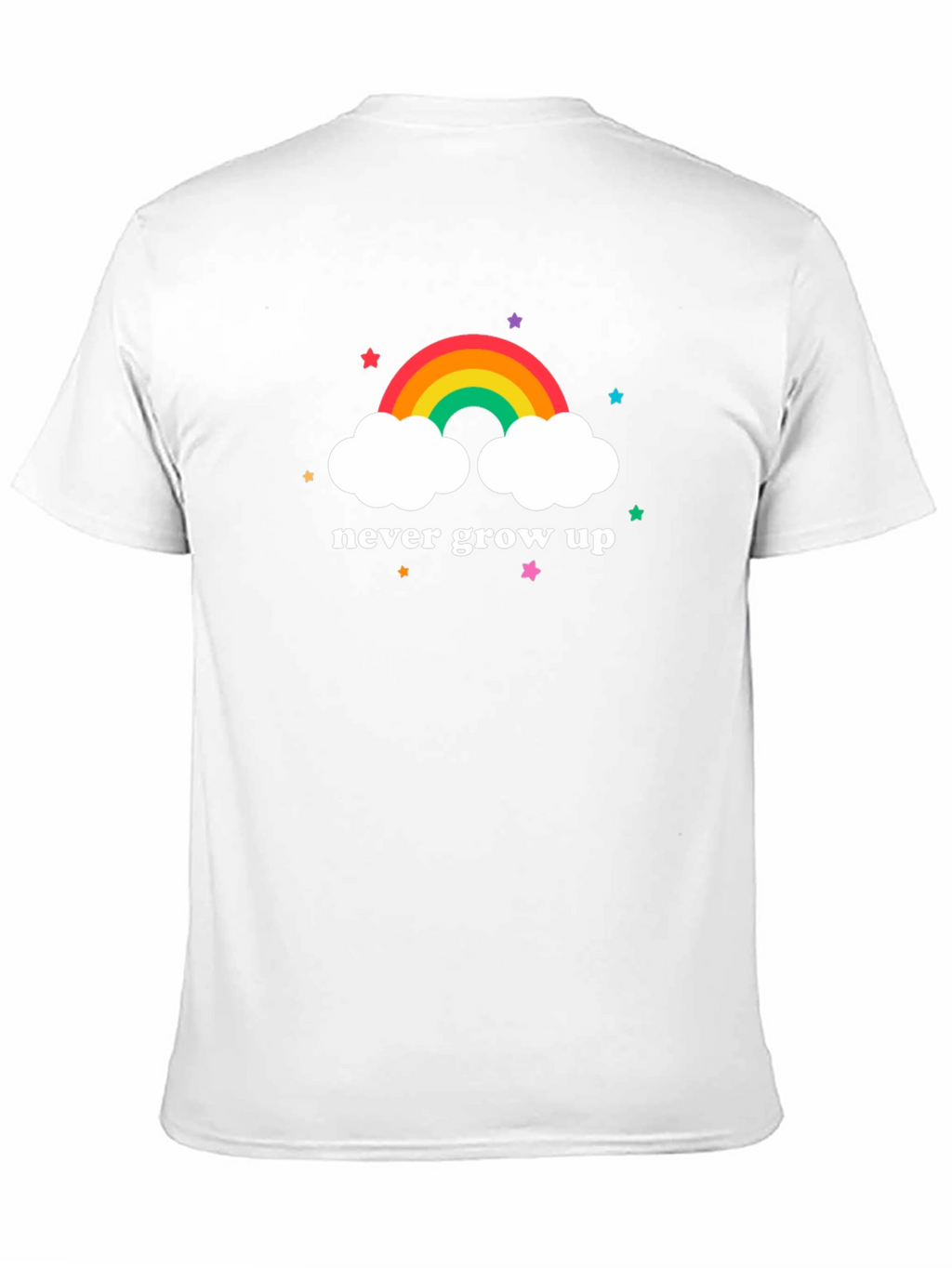 Never Grow Up Rainbow Cloud Graphic Tee