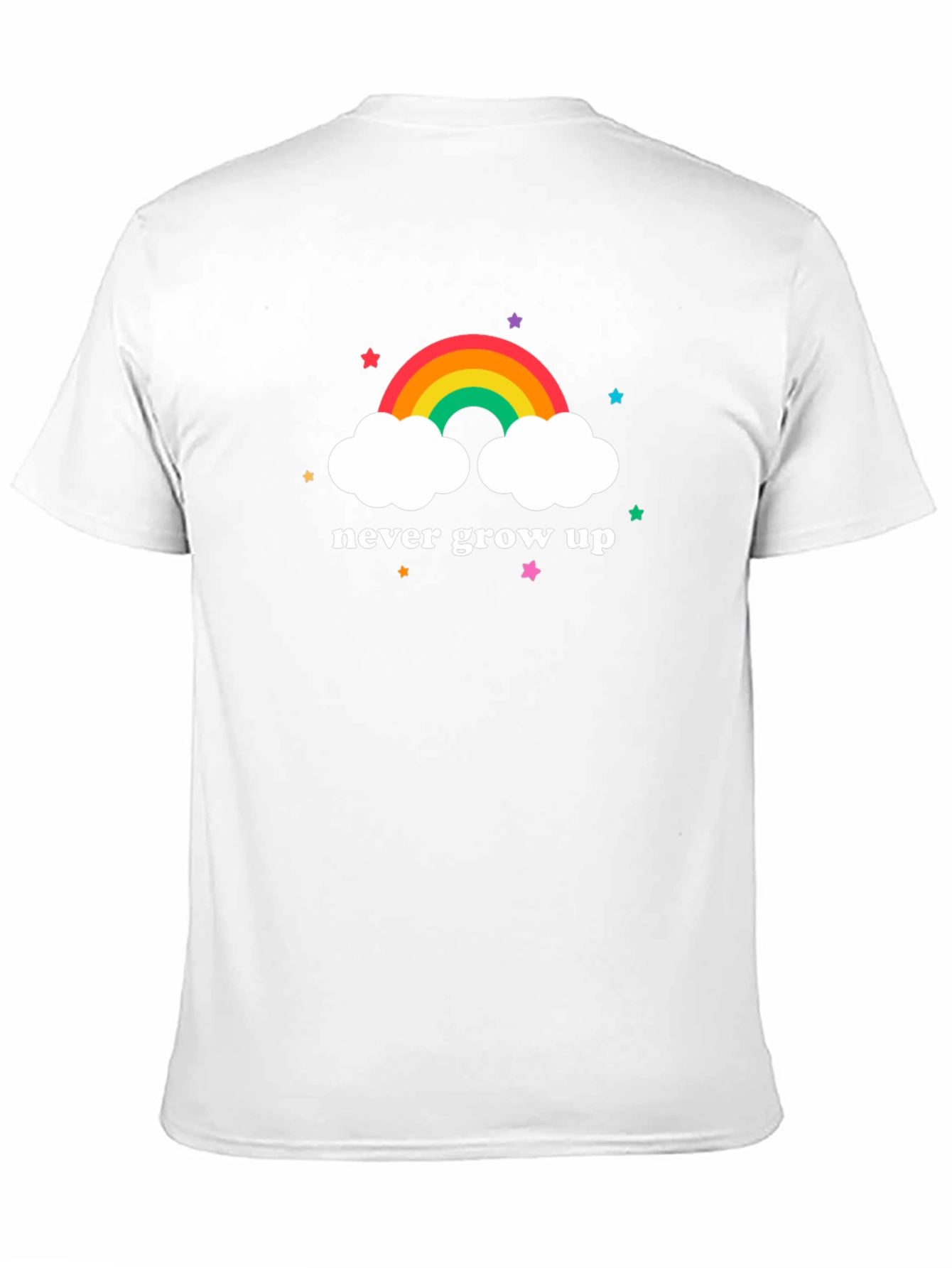 Never Grow Up Rainbow Cloud Graphic Tee
