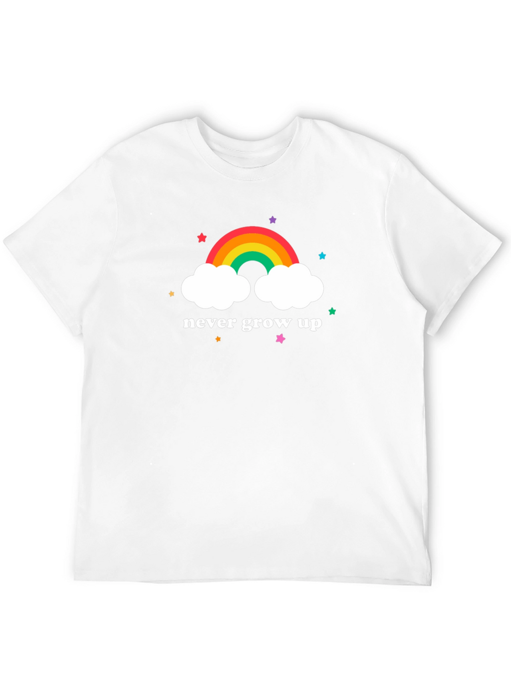 Never Grow Up Rainbow Cloud Graphic Tee