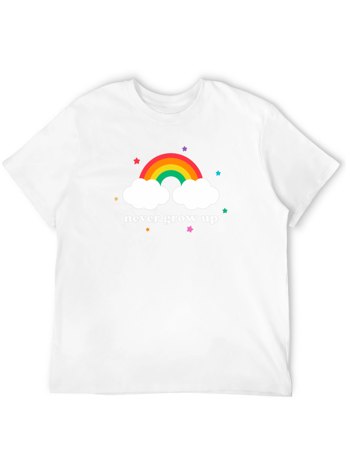 Never Grow Up Rainbow Cloud Graphic Tee