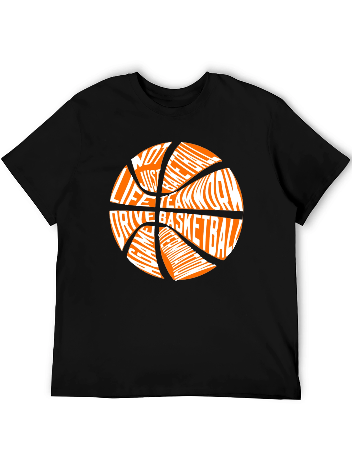 Basketball Word Art Graphic T-Shirt - Mens Black Tee