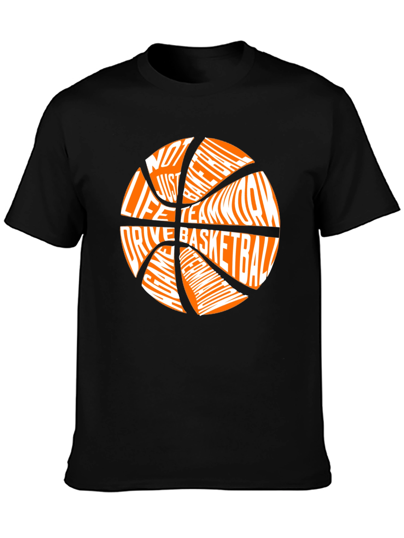 Basketball Word Art Graphic T-Shirt - Mens Black Tee