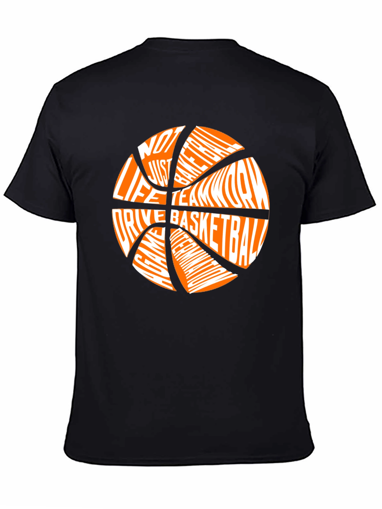 Basketball Word Art Graphic T-Shirt - Mens Black Tee
