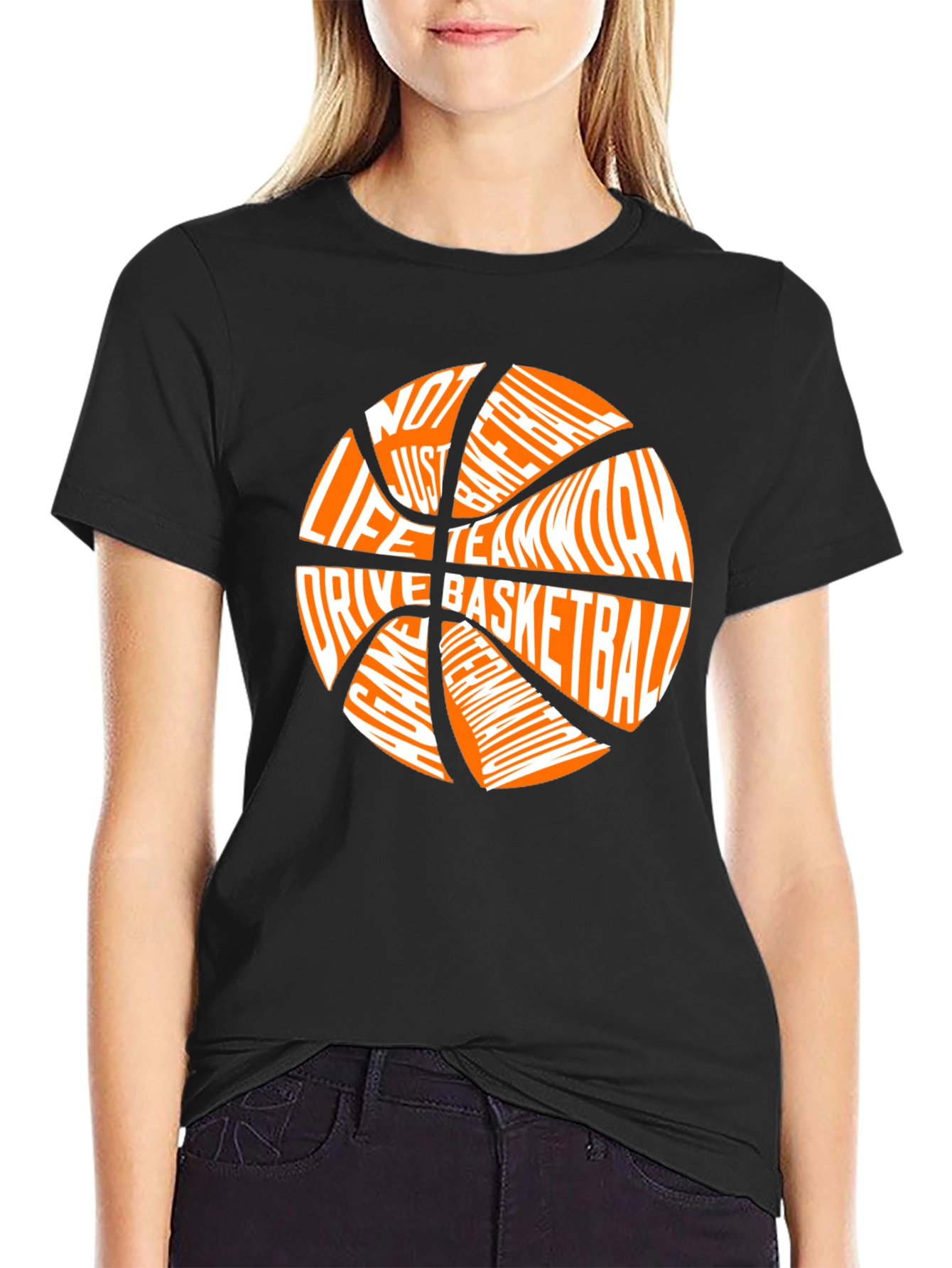 Basketball Word Art Graphic T-Shirt - Mens Black Tee