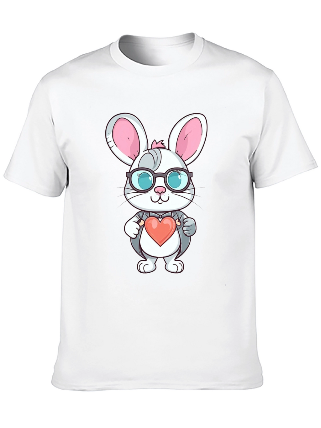 Cute Bunny Heart Valentines Black T-Shirt
