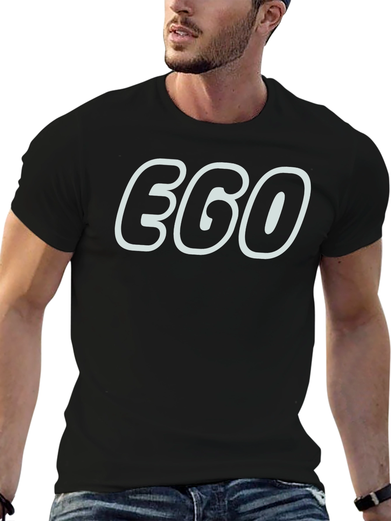 EGO Graphic Print Black T-Shirt