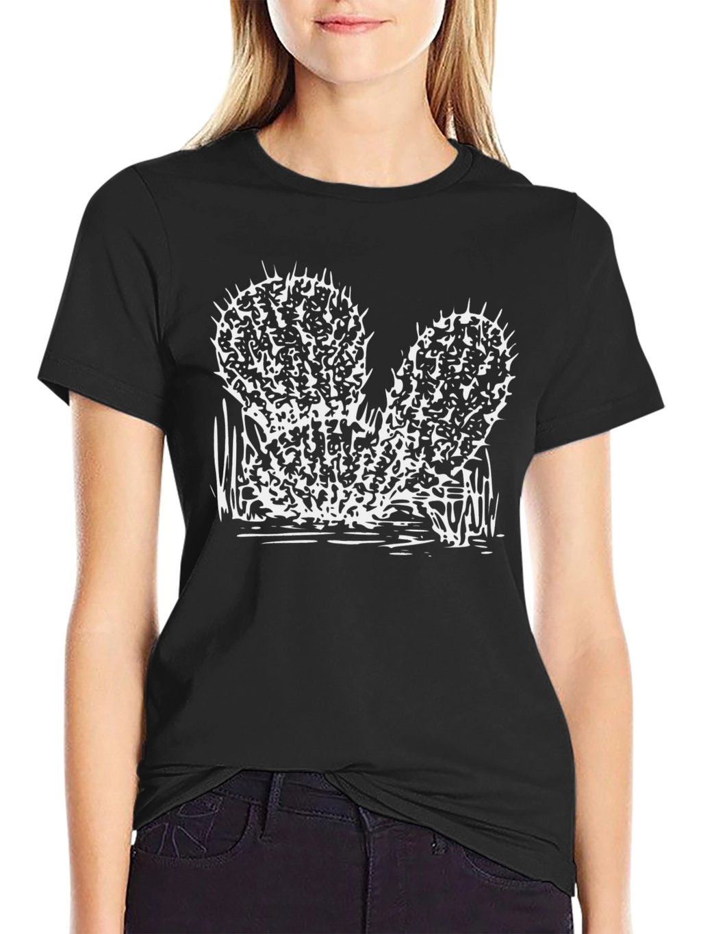 Cactus Graphic Tee - Black Cotton T-Shirt