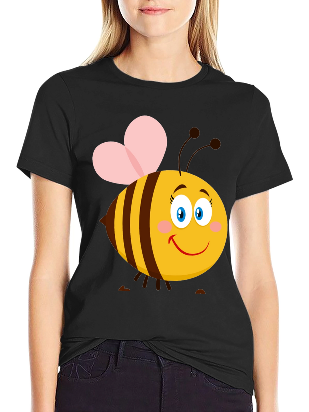 Cartoon Bee Graphic T-Shirt | Black