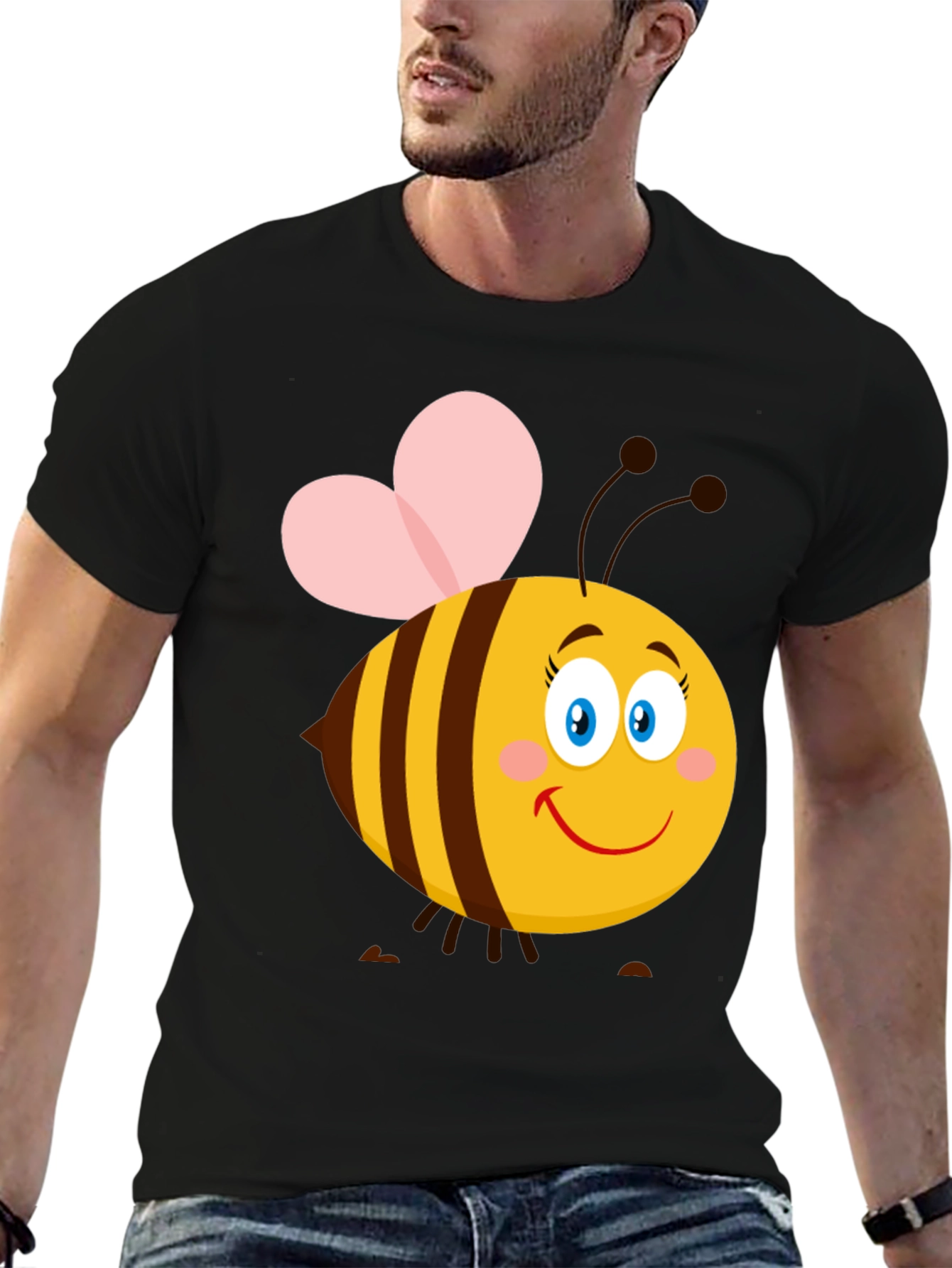 Cartoon Bee Graphic T-Shirt | Black