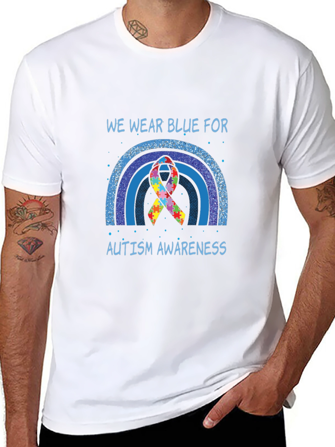 Autism Awareness Blue Rainbow T-Shirt