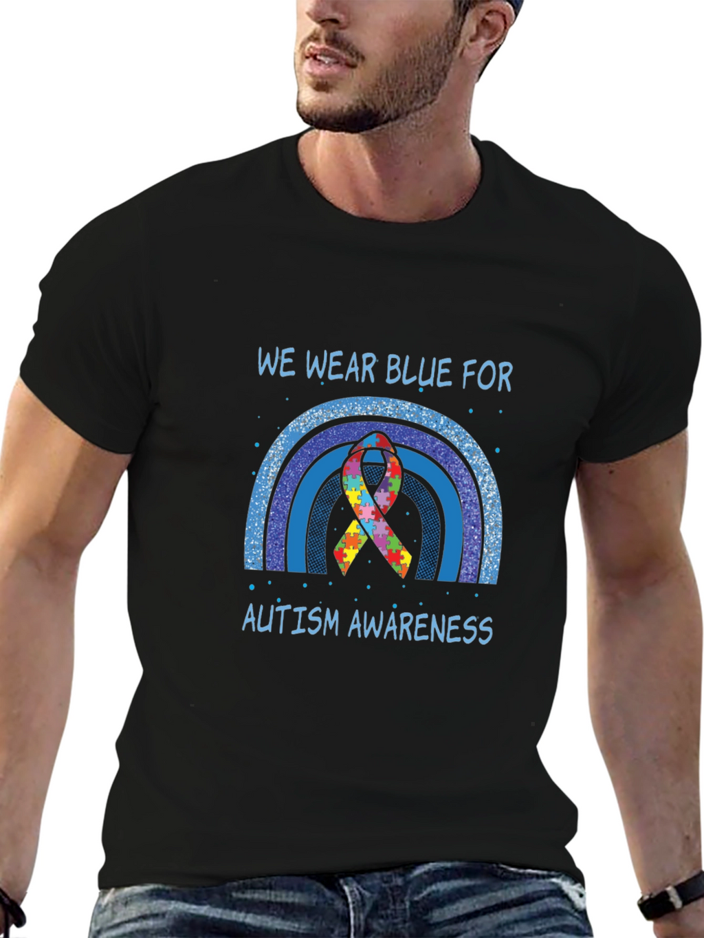 Autism Awareness Blue Rainbow T-Shirt