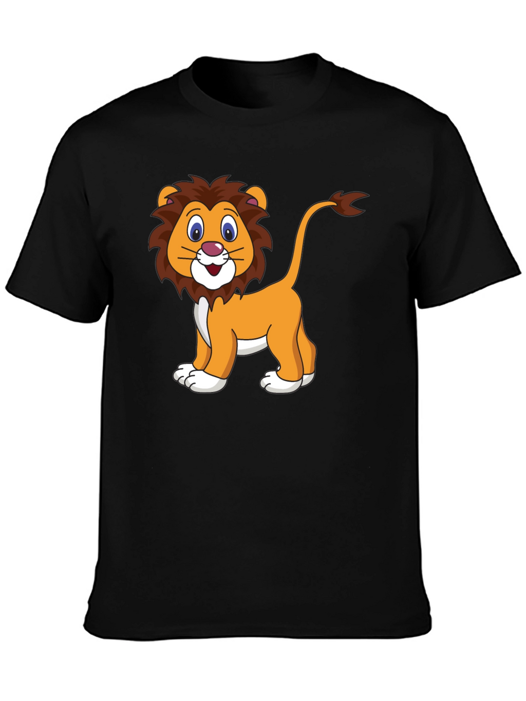 Cartoon Lion Black T-Shirt