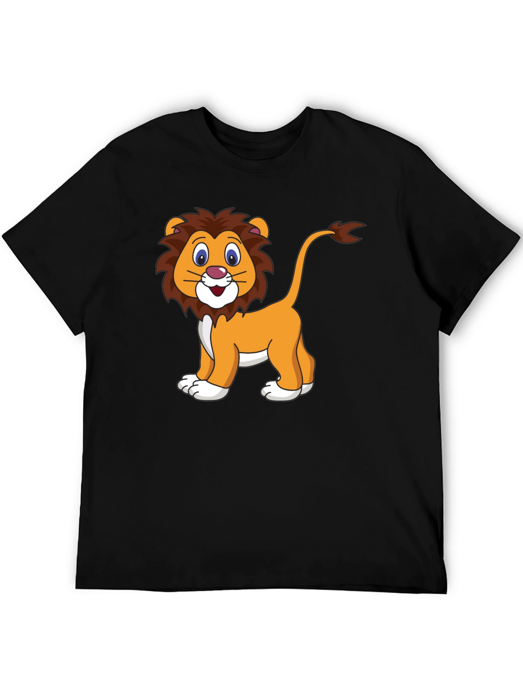 Cartoon Lion Black T-Shirt