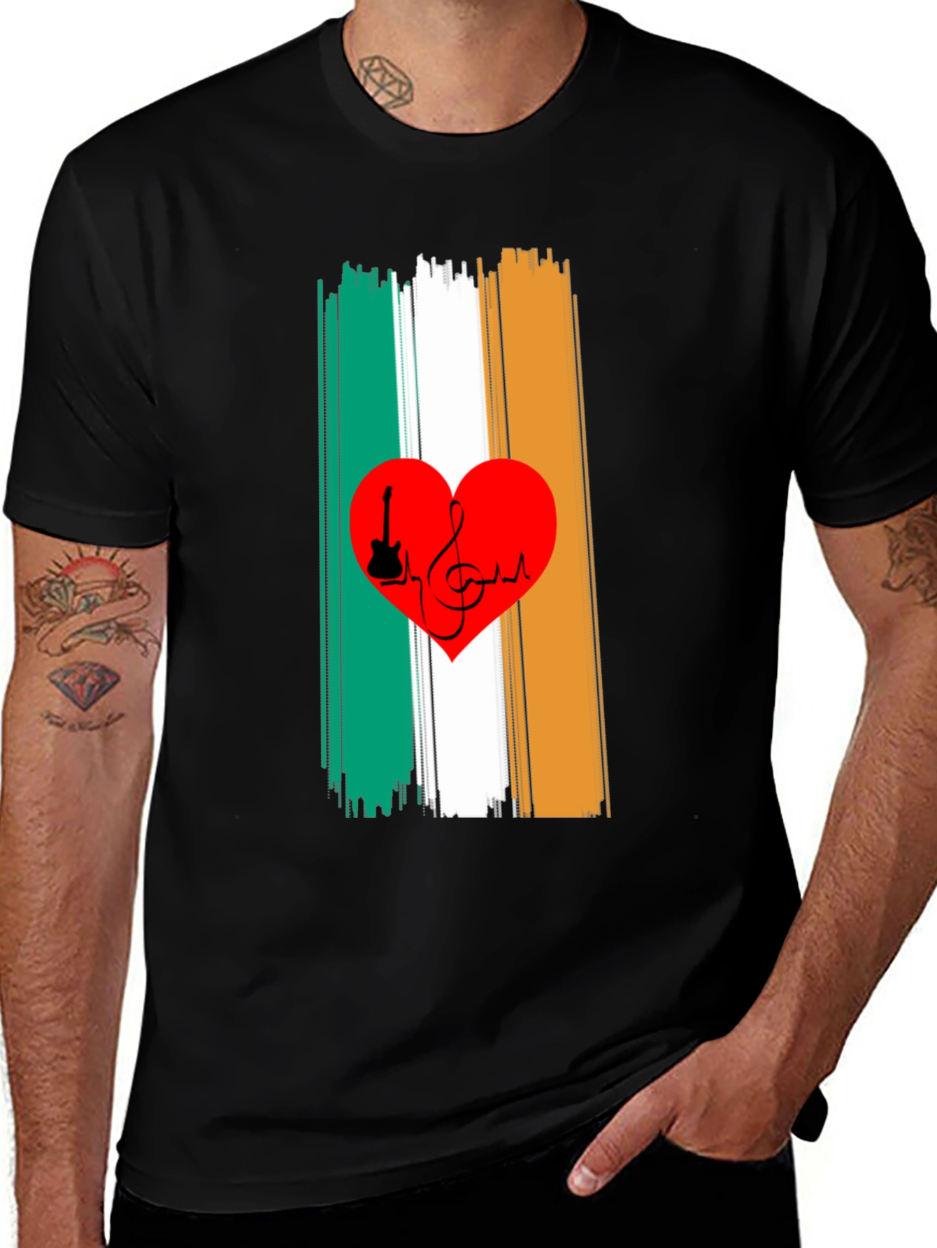 Irish Flag Heart Music Graphic Tee