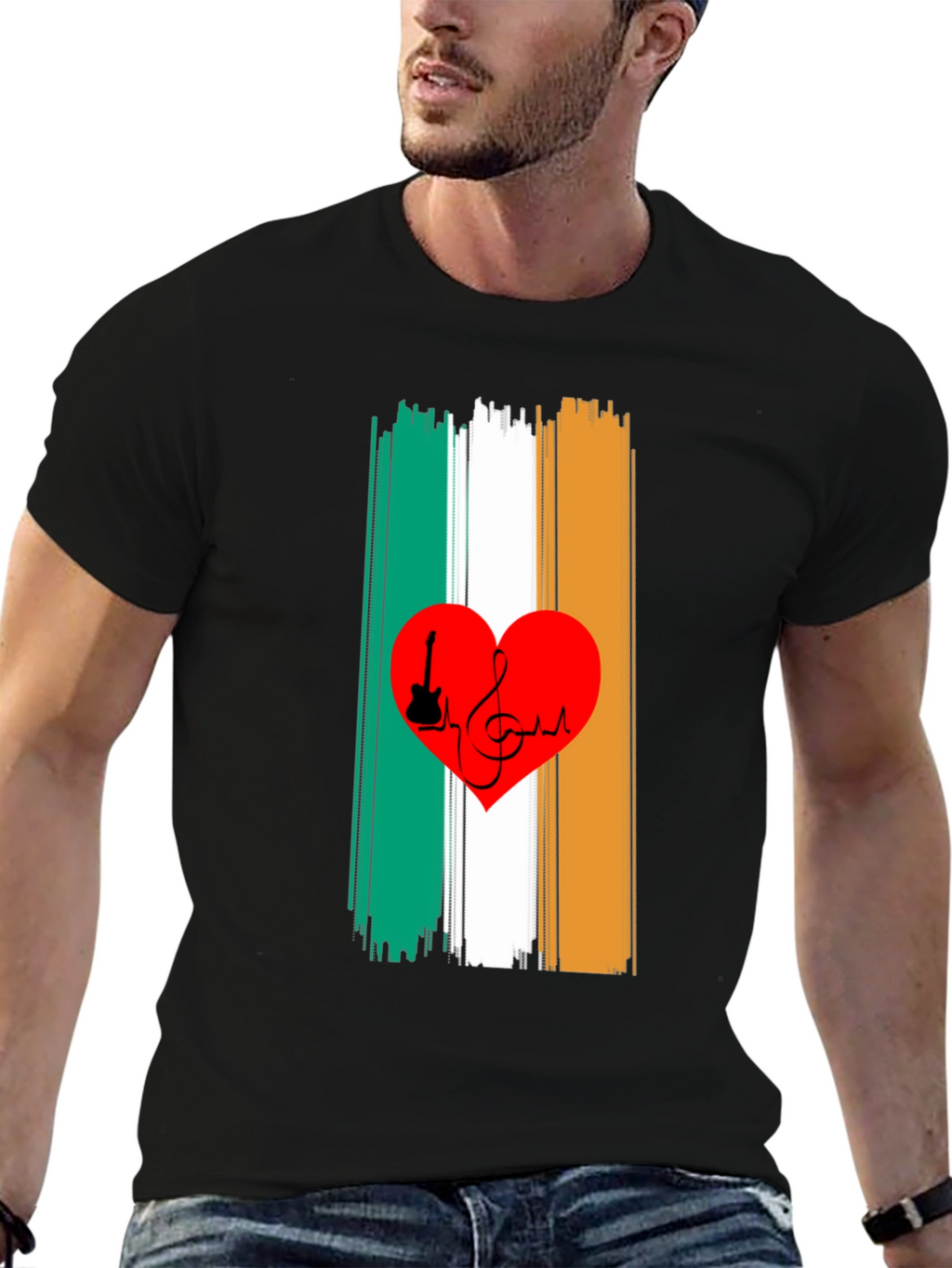 Irish Flag Heart Music Graphic Tee