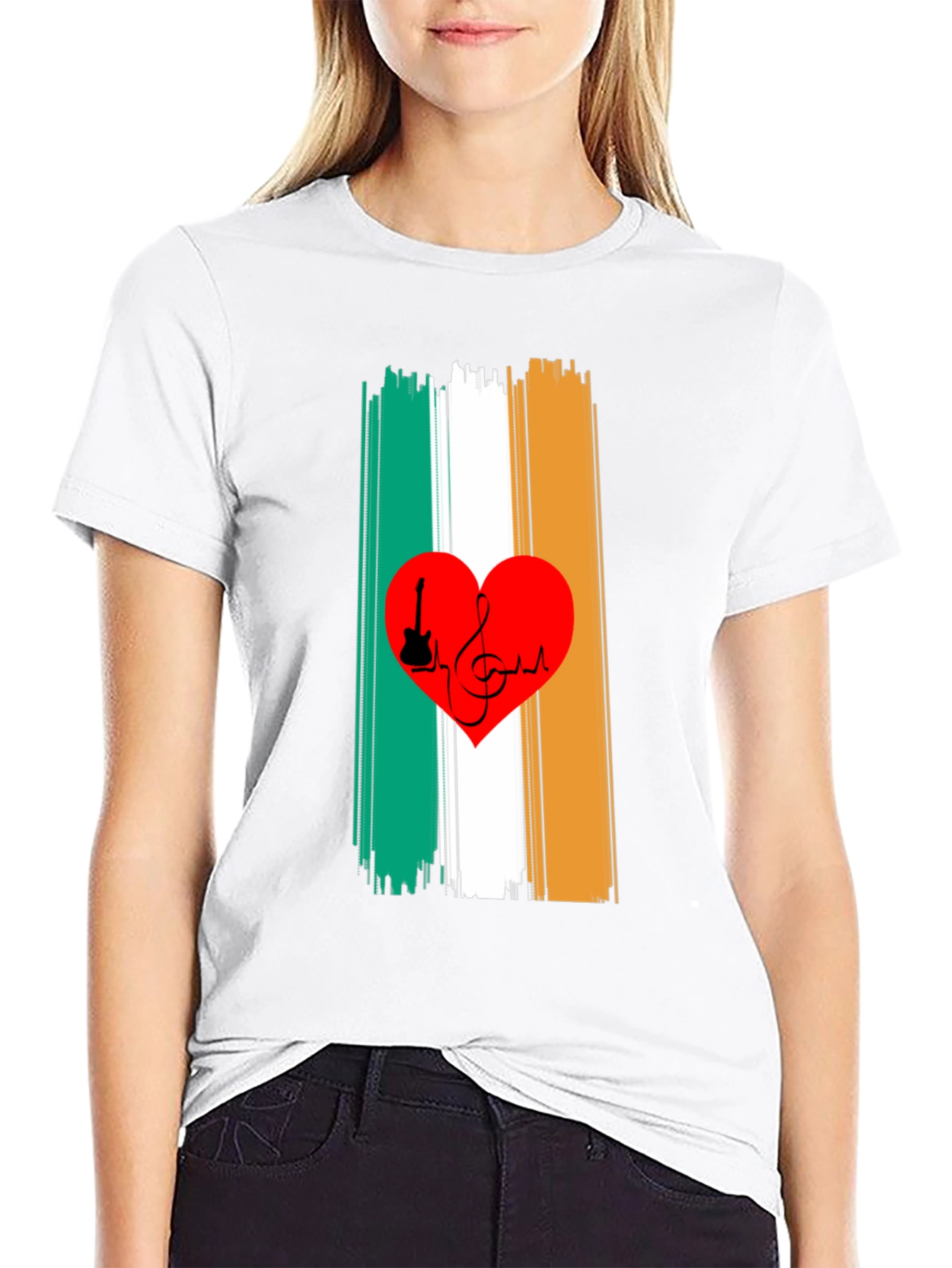 Irish Flag Heart Music Graphic Tee
