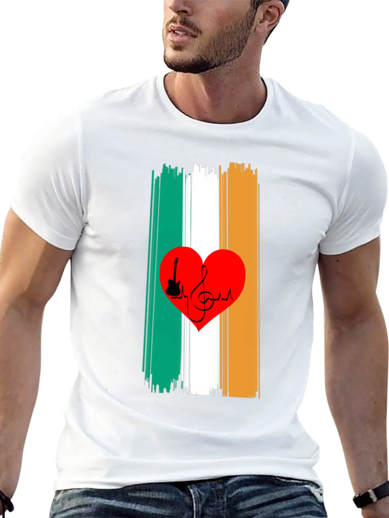 Irish Flag Heart Music Graphic Tee