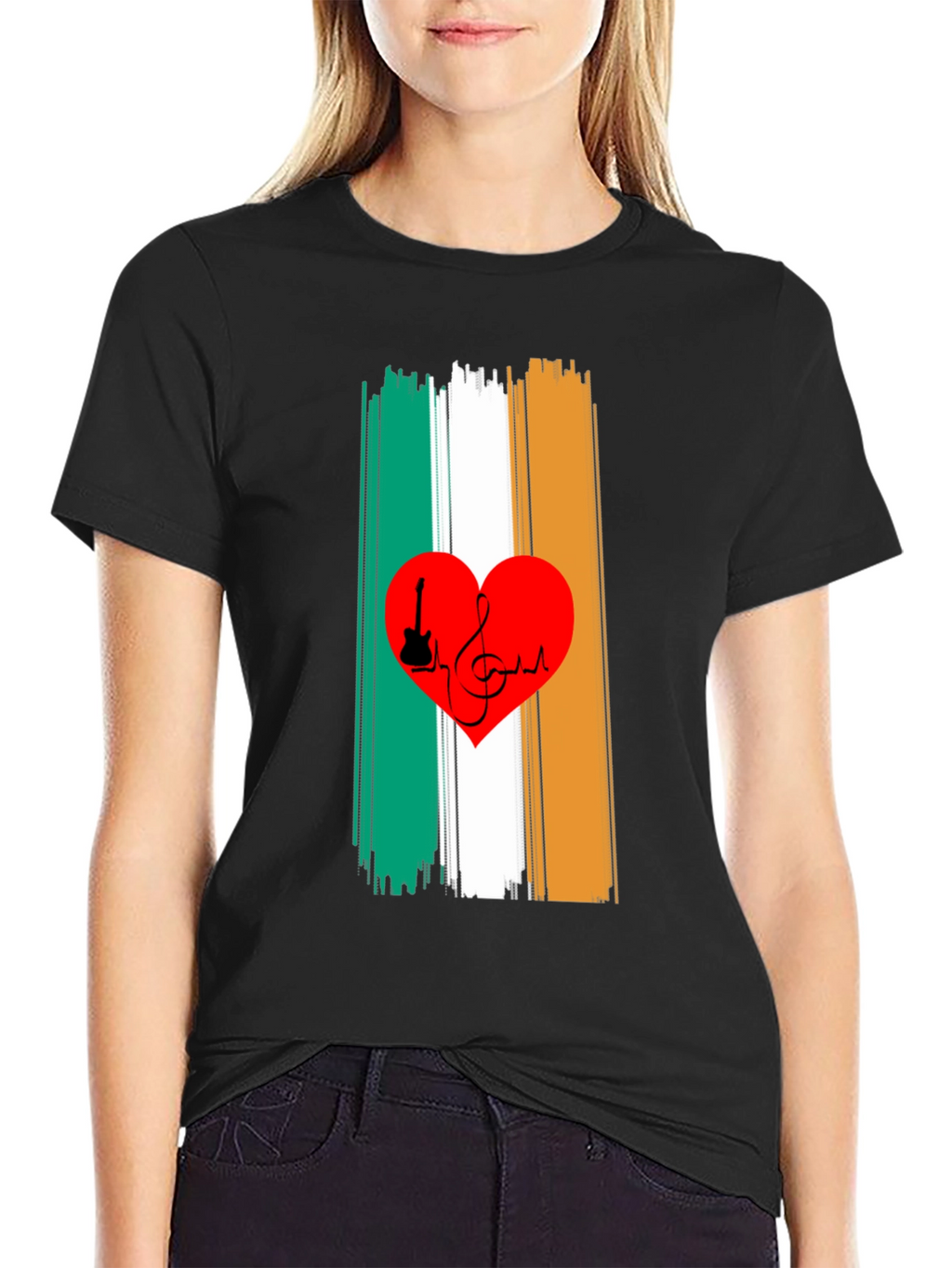 Irish Flag Heart Music Graphic Tee