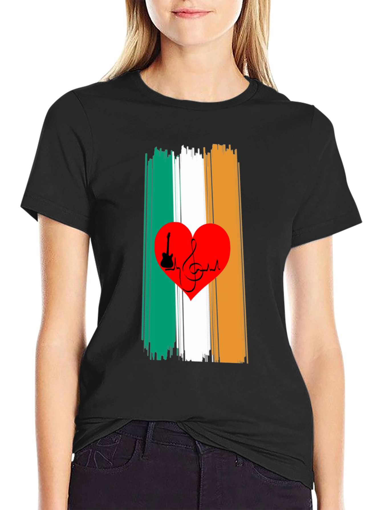Irish Flag Heart Music Graphic Tee