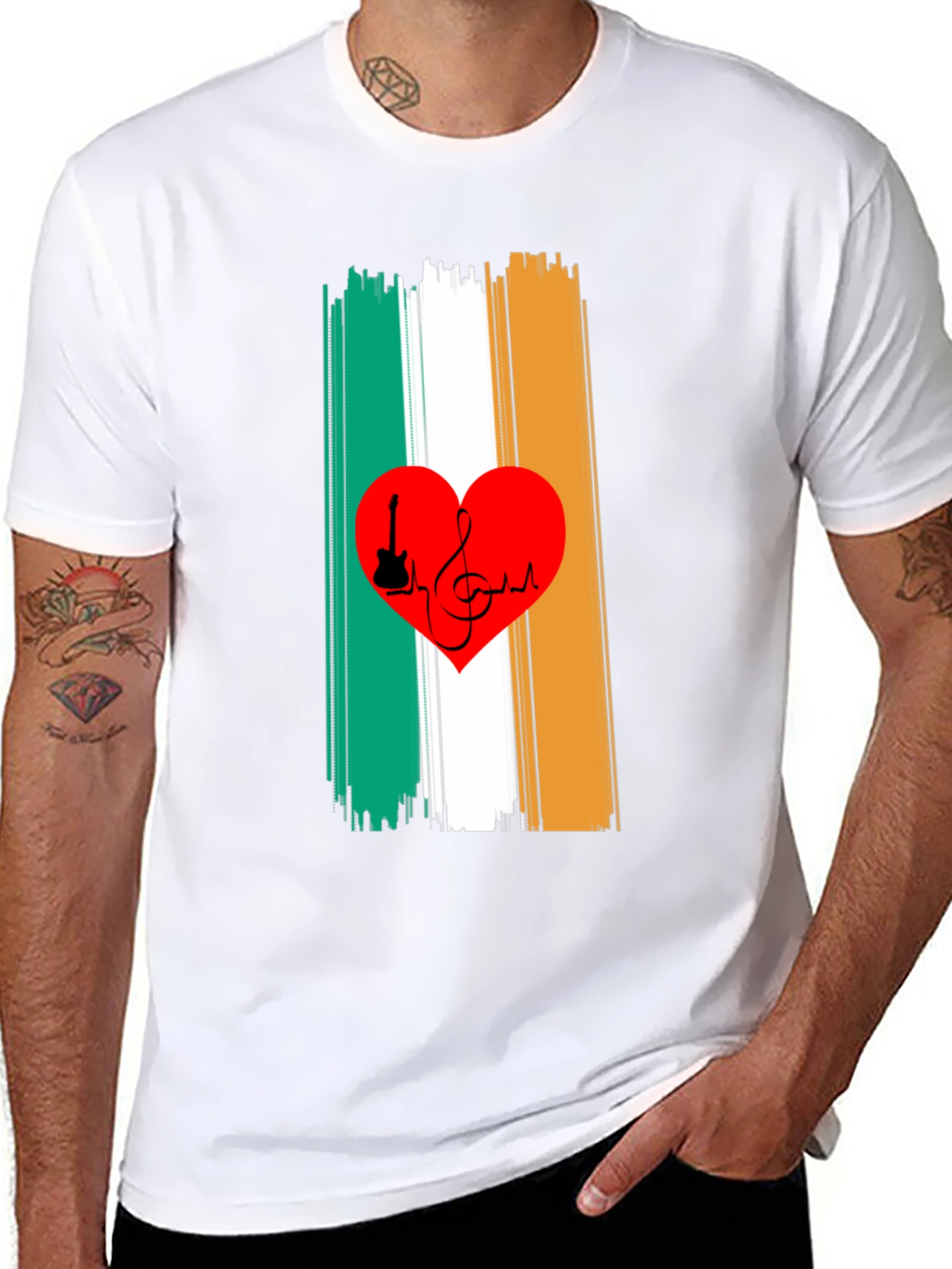 Irish Flag Heart Music Graphic Tee