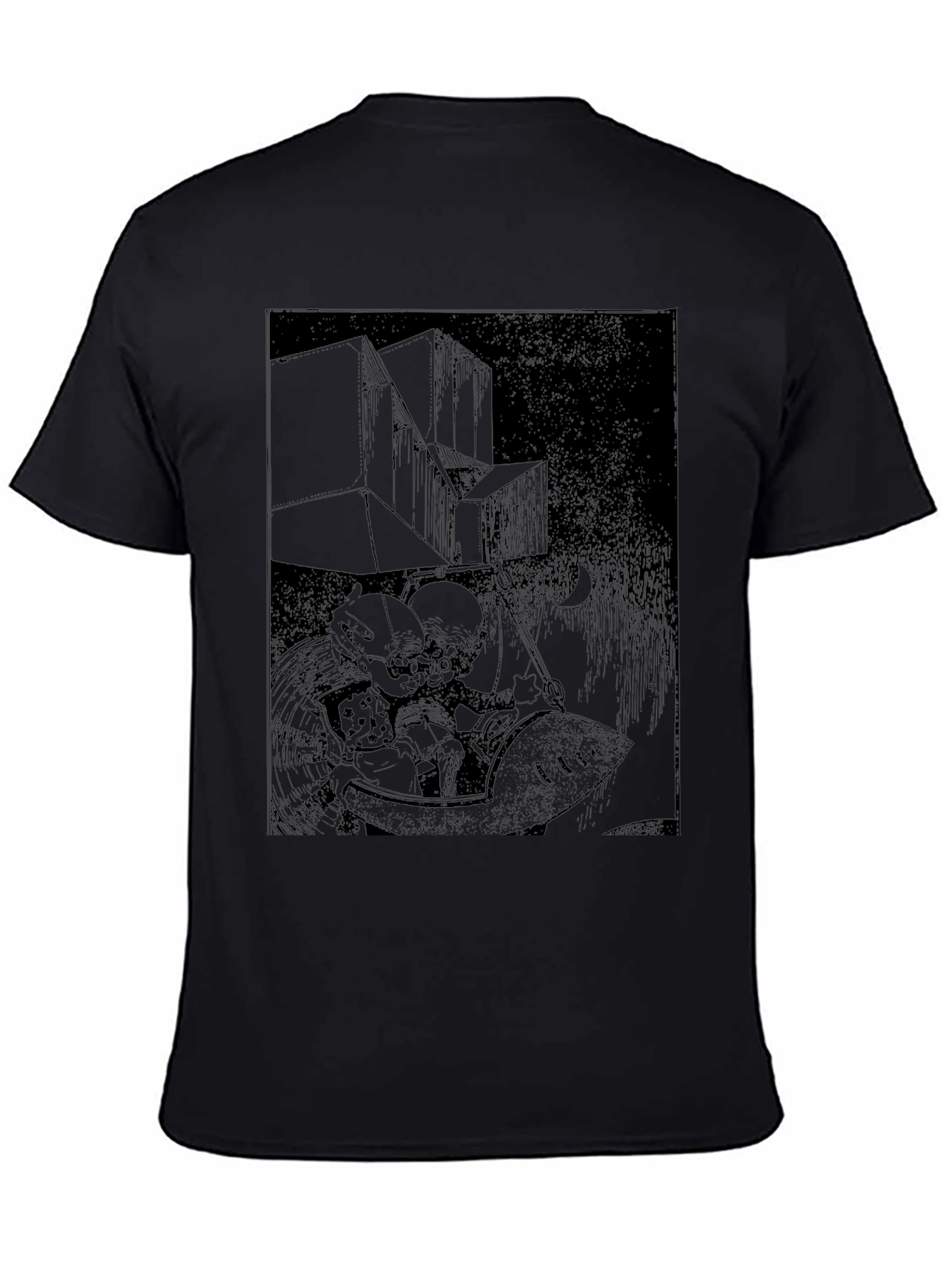 Dark Graphic Print Tee - Unique Black T-Shirt