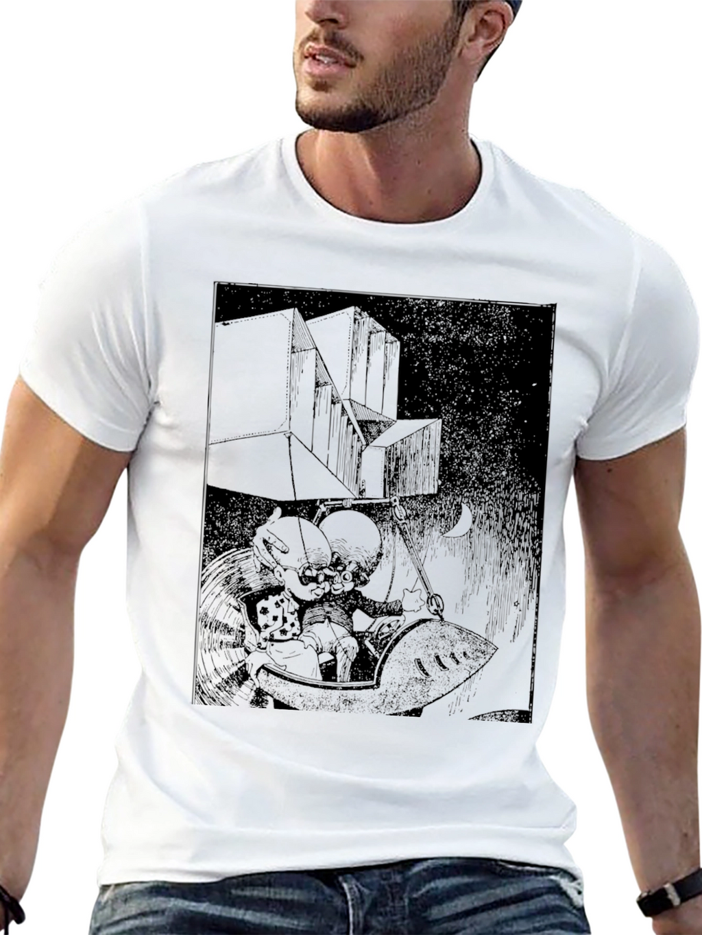 Dark Graphic Print Tee - Unique Black T-Shirt