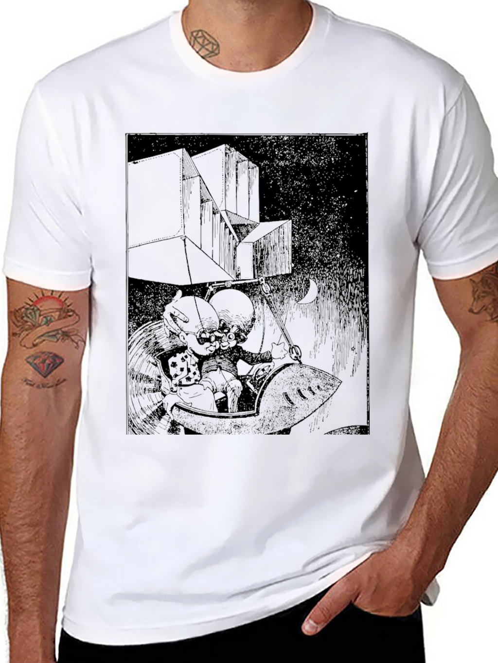 Dark Graphic Print Tee - Unique Black T-Shirt