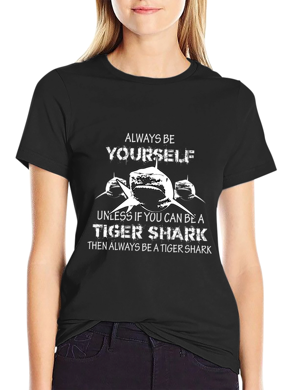 Tiger Shark Graphic Black T-Shirt