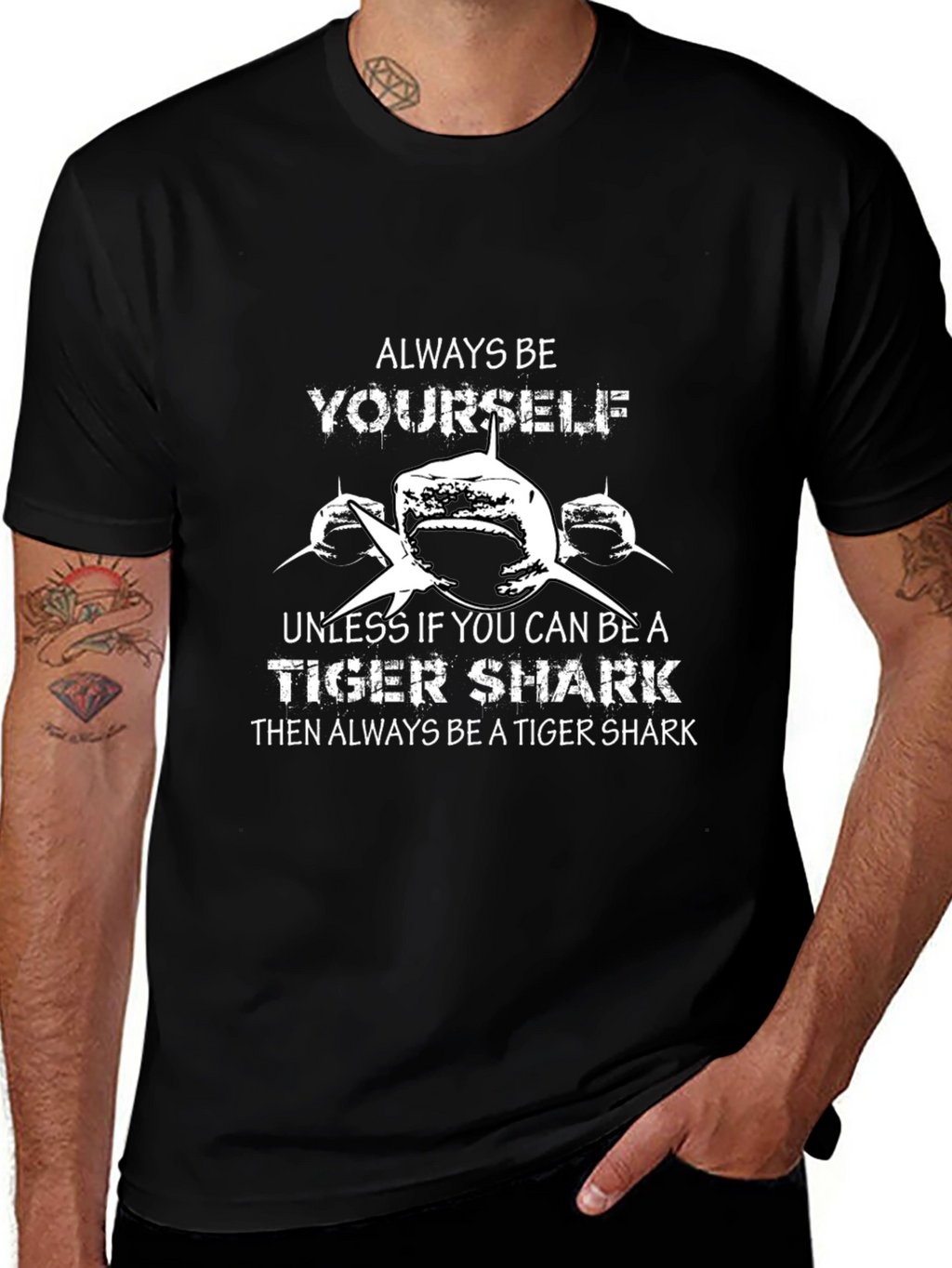Tiger Shark Graphic Black T-Shirt