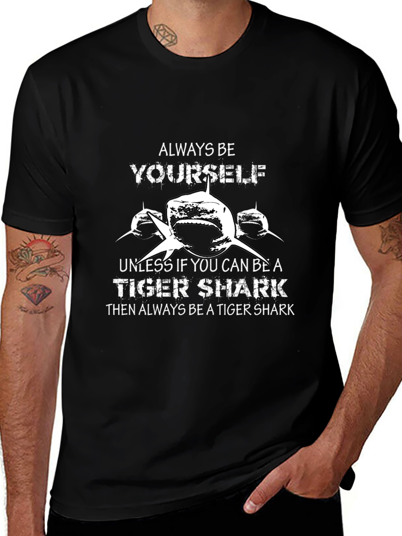 Tiger Shark Graphic Black T-Shirt