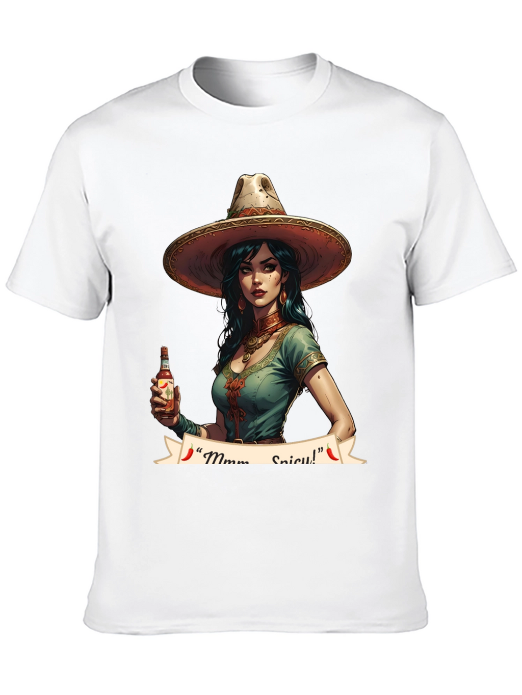 Spicy Senorita Graphic Tee - Black Cotton T-Shirt