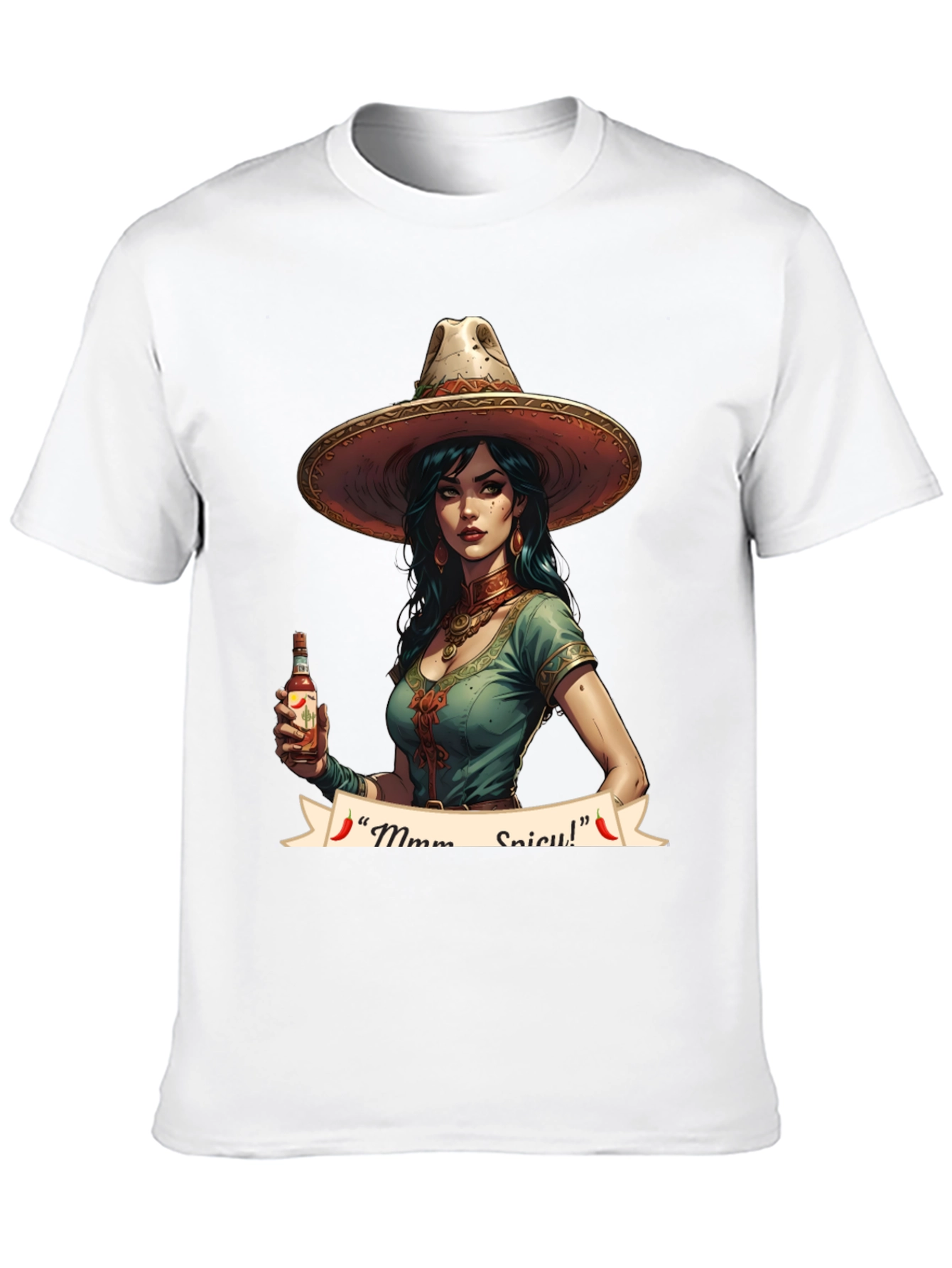 Spicy Senorita Graphic Tee - Black Cotton T-Shirt