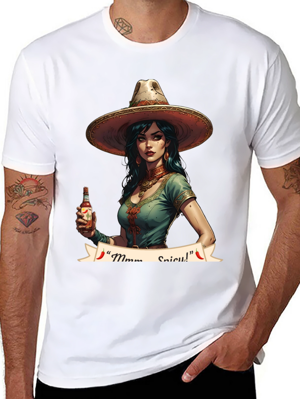 Spicy Senorita Graphic Tee - Black Cotton T-Shirt