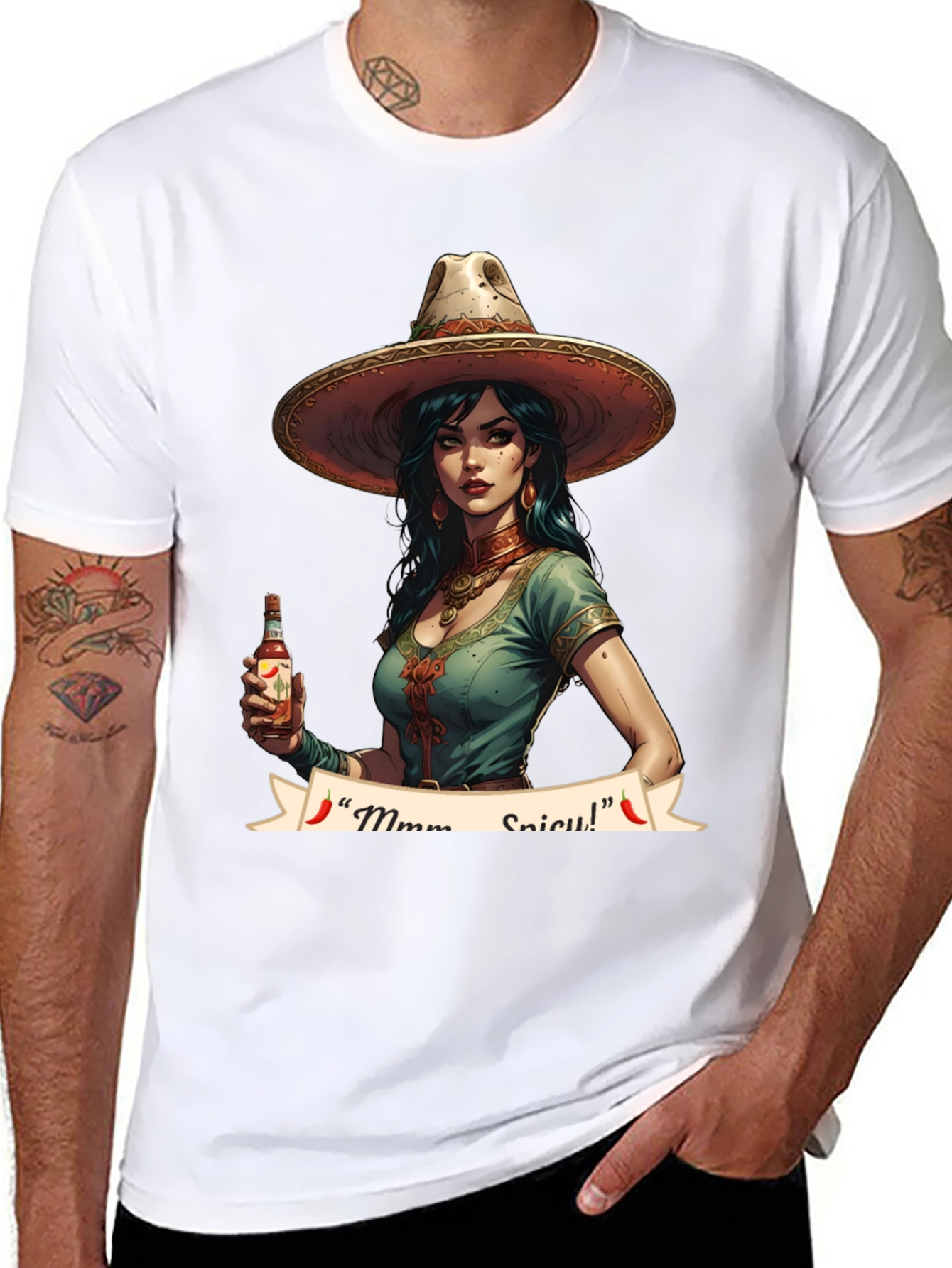 Spicy Senorita Graphic Tee - Black Cotton T-Shirt