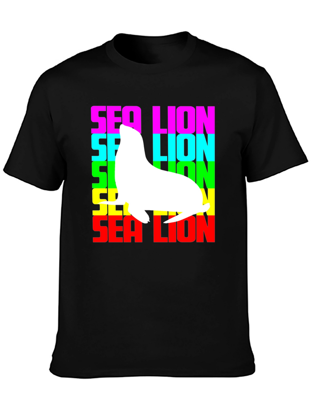 Sea Lion Graphic Tee - Rainbow Text