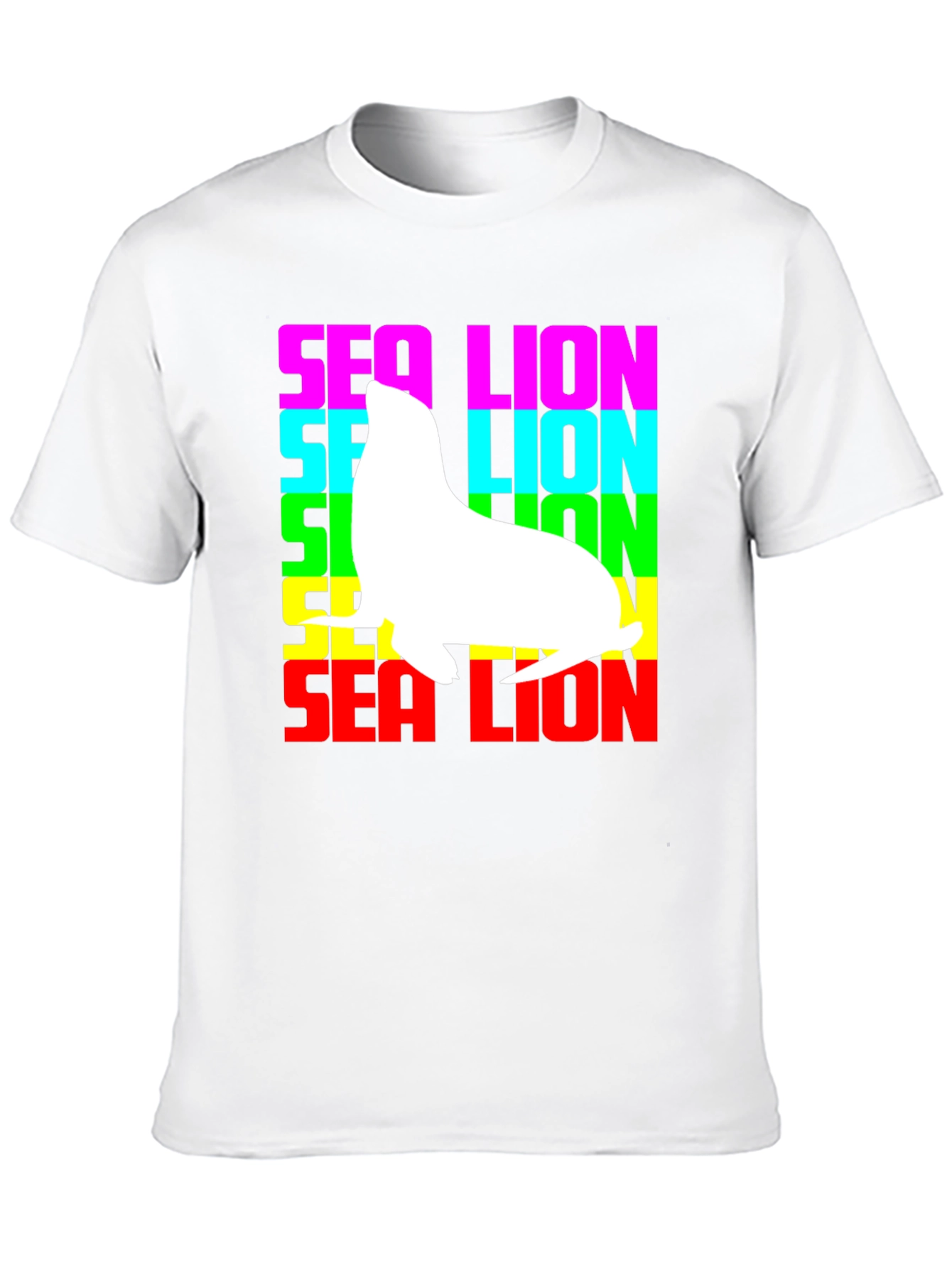 Sea Lion Graphic Tee - Rainbow Text