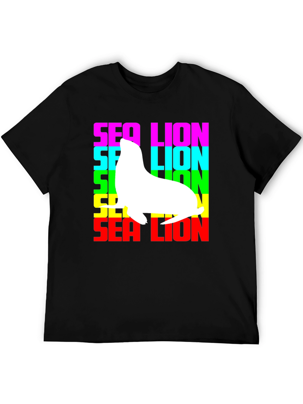 Sea Lion Graphic Tee - Rainbow Text