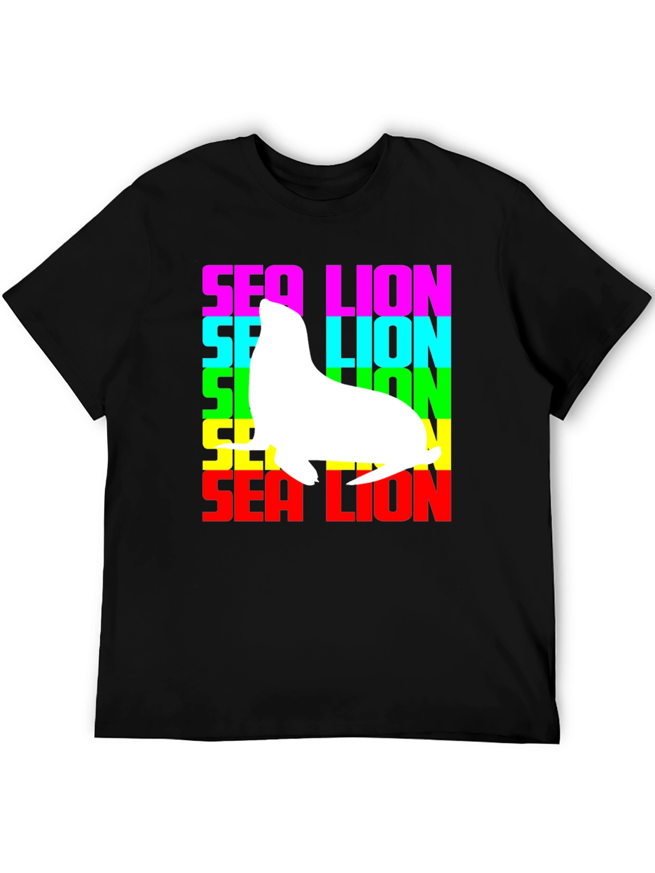 Sea Lion Graphic Tee - Rainbow Text
