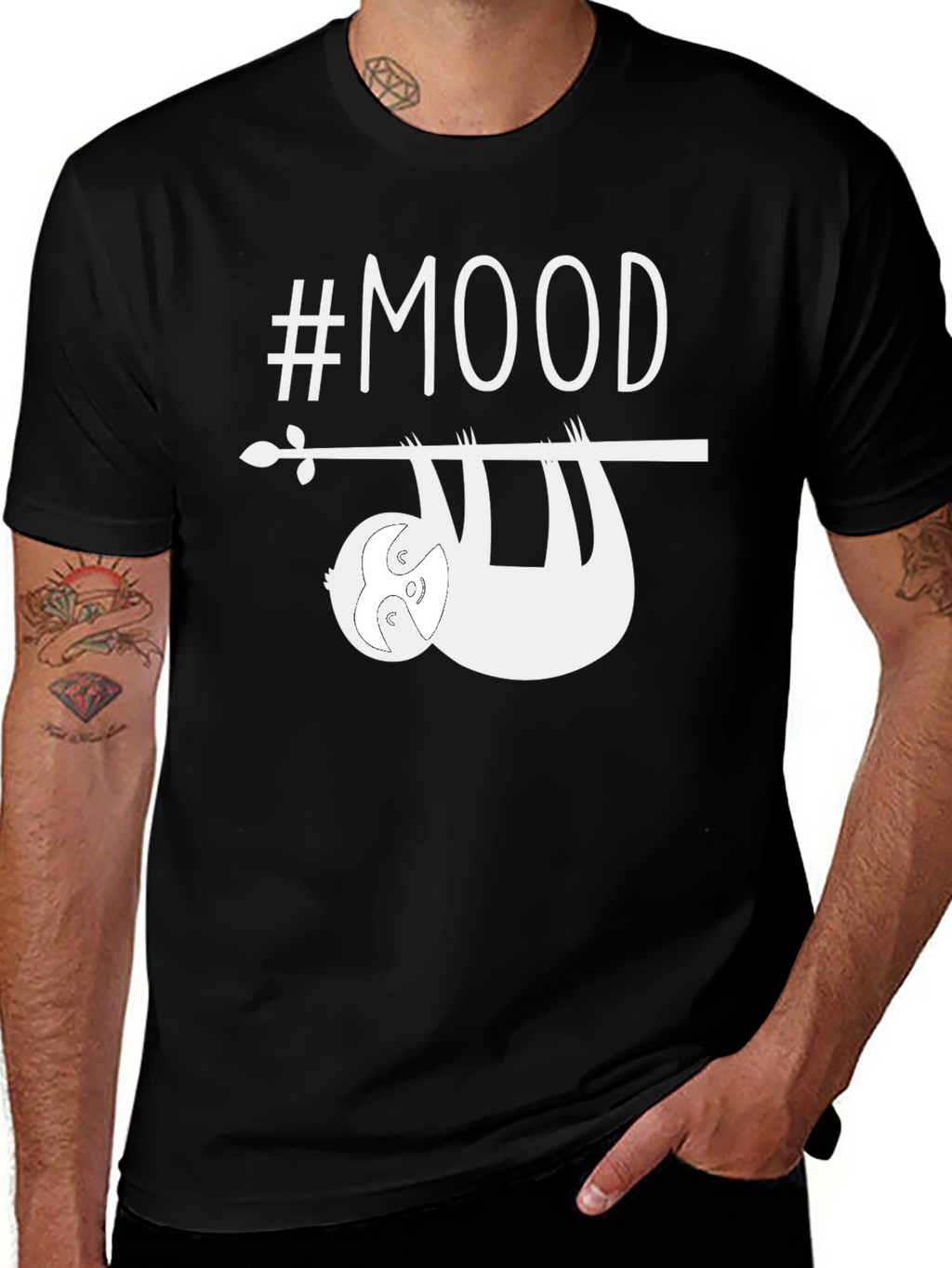 #Mood Sloth Graphic Tee - Casual Comfort Style