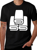 Black T-Shirt with White Towel Stack Graphic