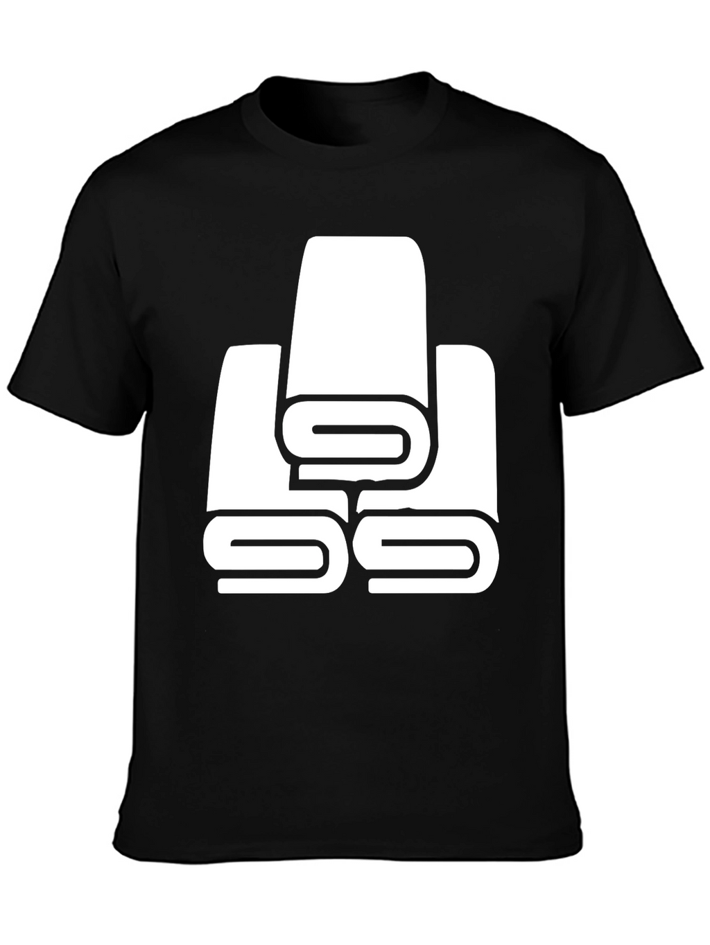 Black T-Shirt with White Towel Stack Graphic