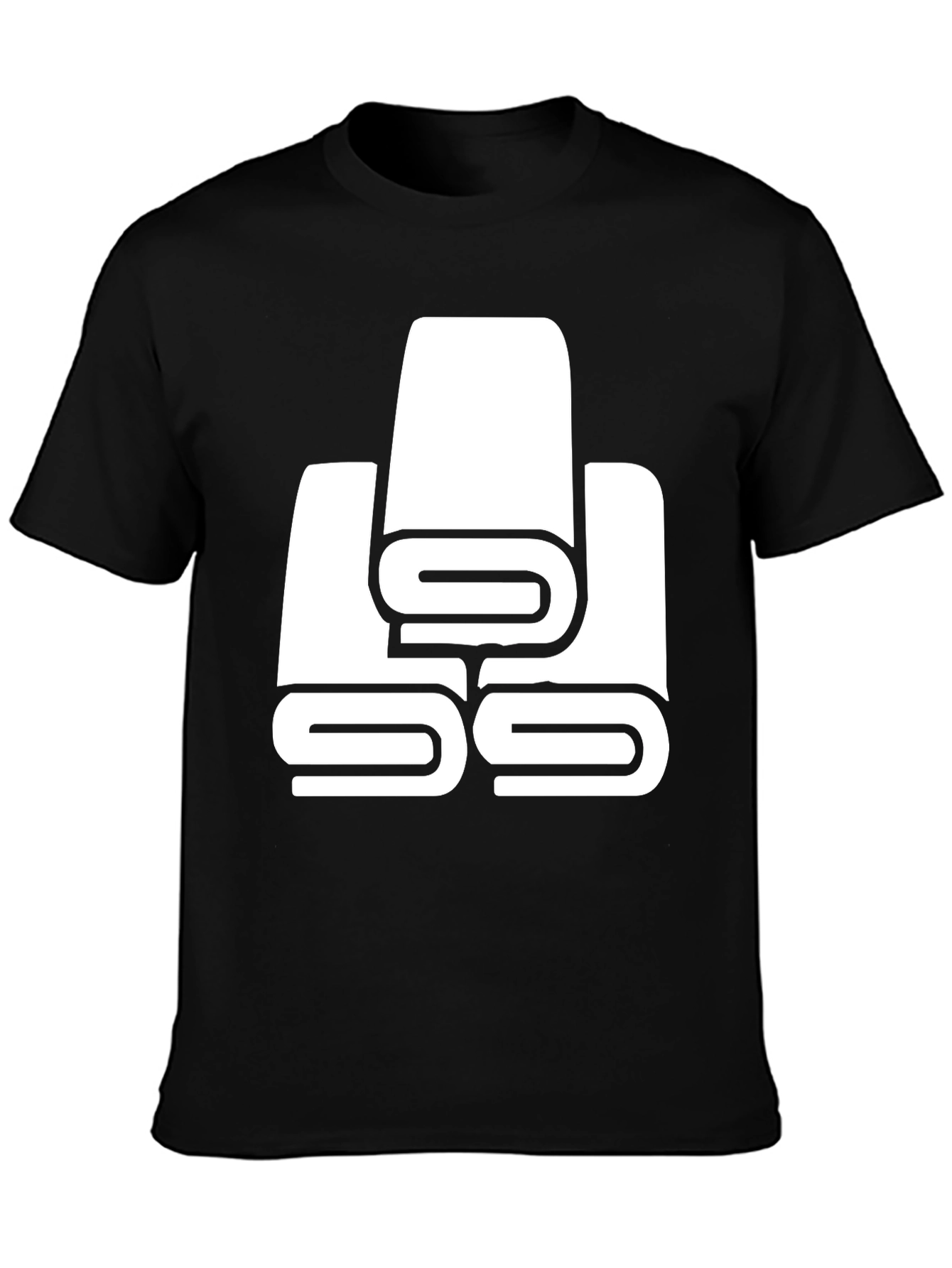 Black T-Shirt with White Towel Stack Graphic