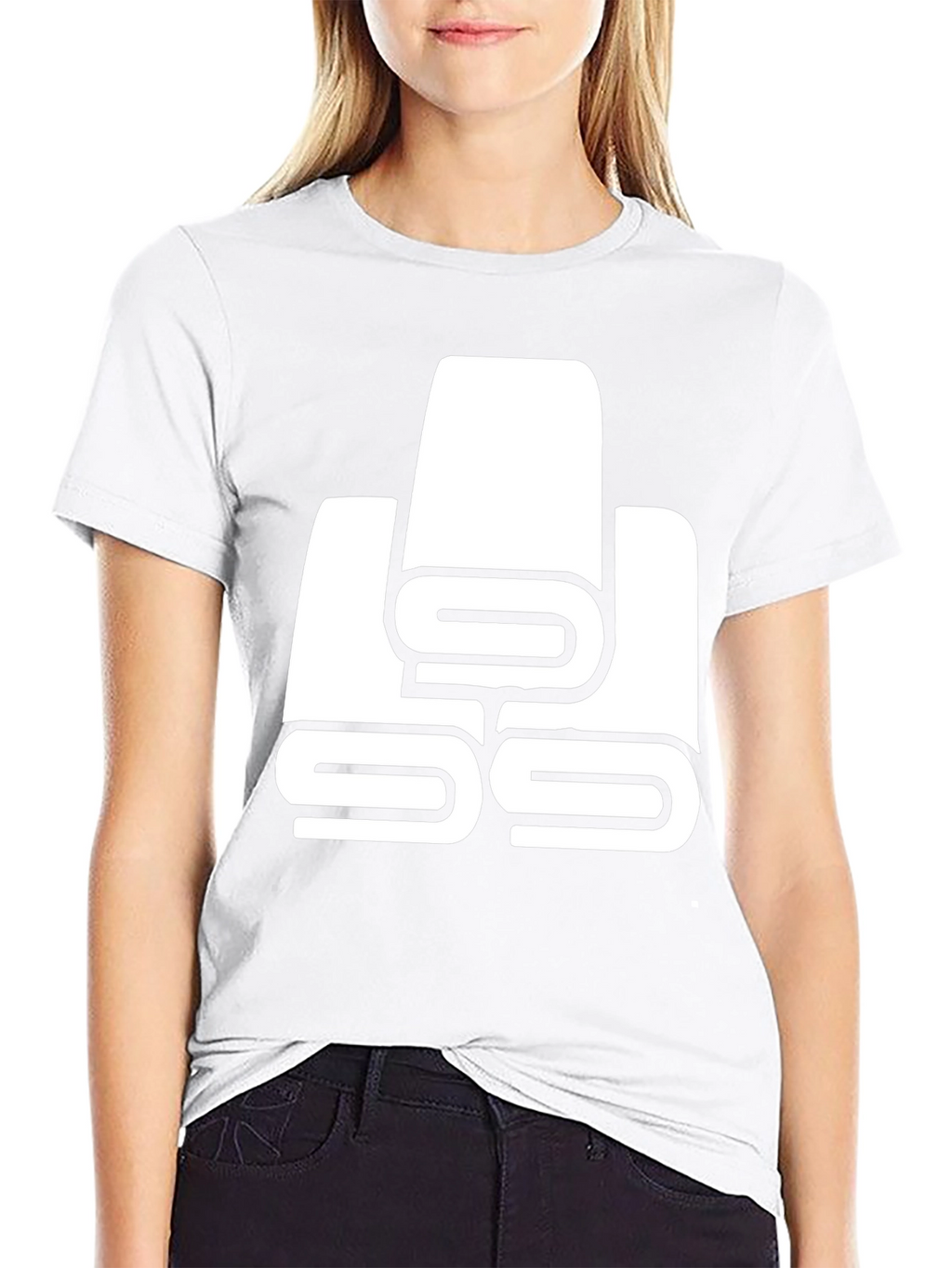 Black T-Shirt with White Towel Stack Graphic