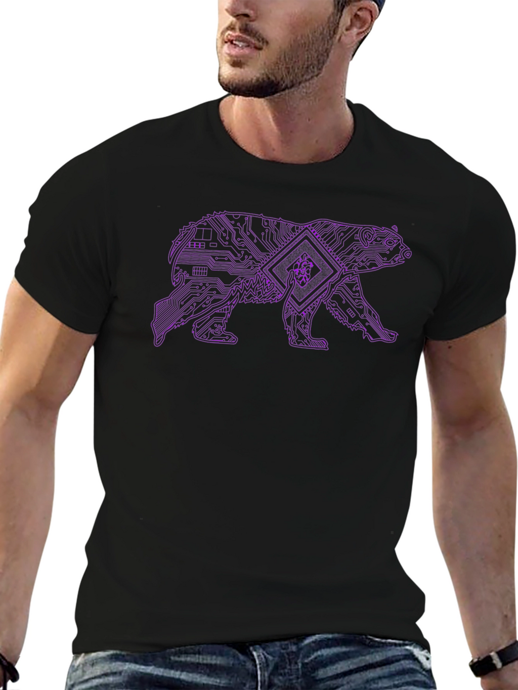 Cyber Bear Graphic Tee - Black