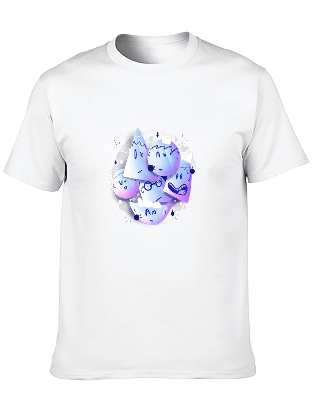 Abstract Character Print Black Crew Neck T-Shirt