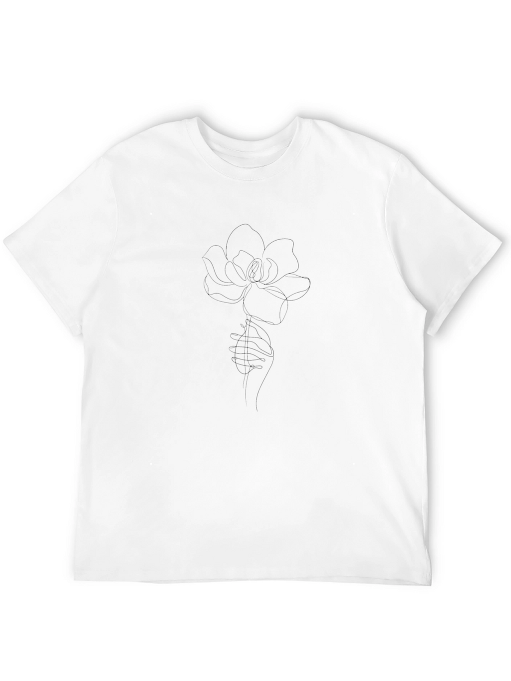 Mens Black T-Shirt with Flower Design