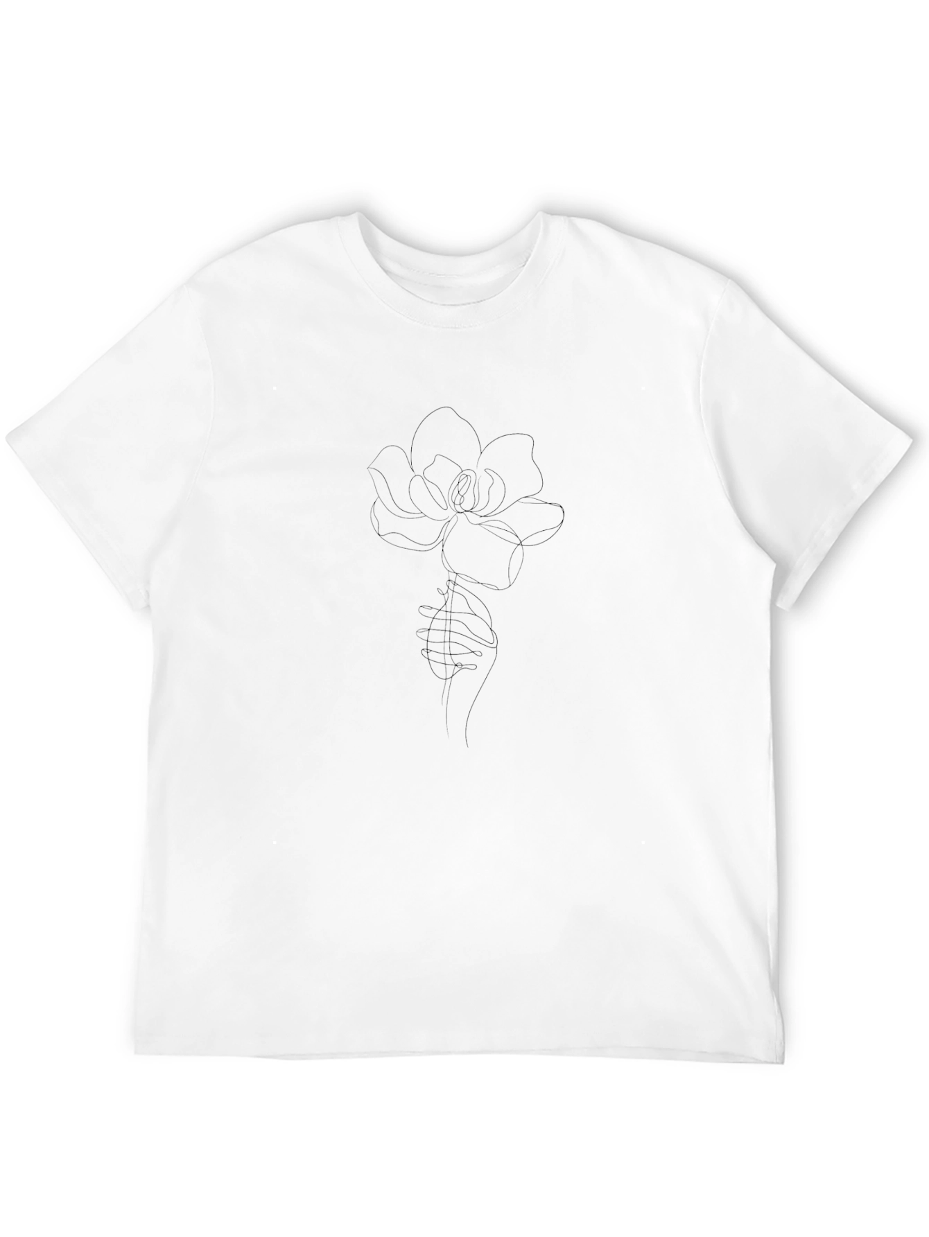 Mens Black T-Shirt with Flower Design