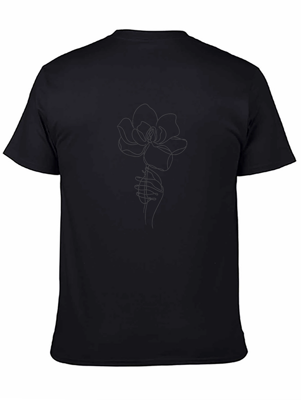 Mens Black T-Shirt with Flower Design